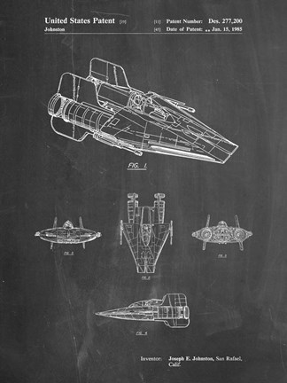 Framed Chalkboard Star Wars RZ-1 A Wing Starfighter Patent Print