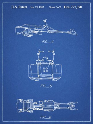 Framed Blueprint Star Wars Speeder Bike Patent Print