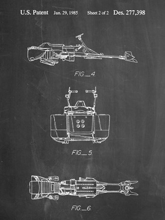 Framed Chalkboard Star Wars Speeder Bike Patent Print