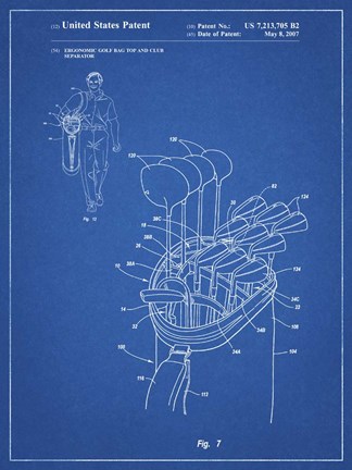 Framed Blueprint Golf Bag Patent Print