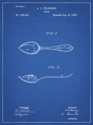 Framed Blueprint Training Spoon Patent Print