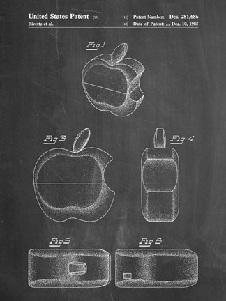 Framed Chalkboard Apple Logo Flip Phone Patent Print