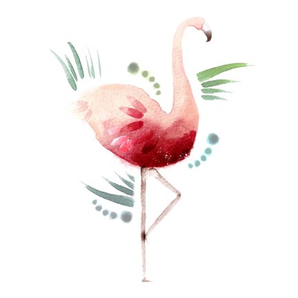 Framed Tropical Icons Flamingo Print
