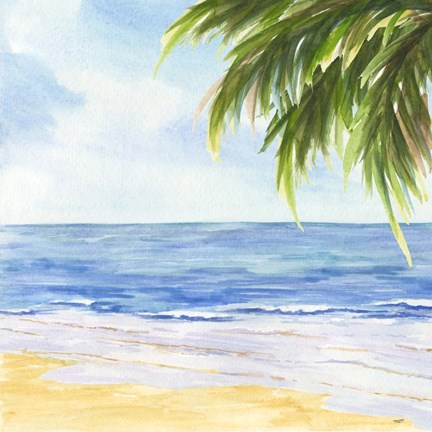 Framed Beach and Palm Fronds I Print