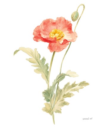 Framed Floursack Florals on White IV Print