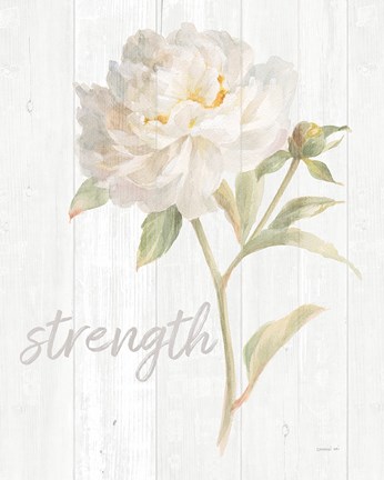 Framed Garden Peony on Wood Strength Print