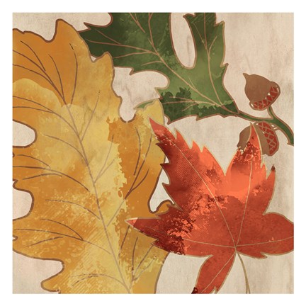 Framed Fall Leaves Square 1 Print