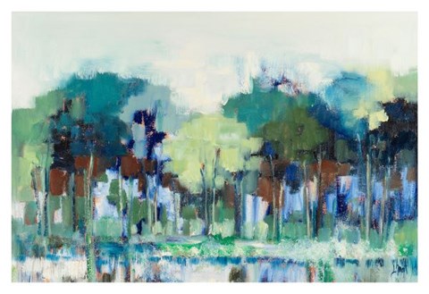 Framed Blue Green Tree Reflections Print