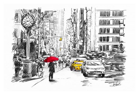 Framed City Street Study Print