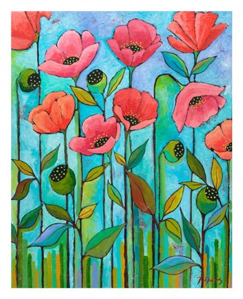 Framed Coral Poppies Print