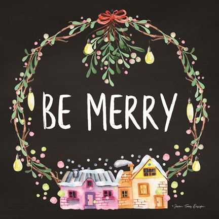 Framed Be Merry Wreath Print