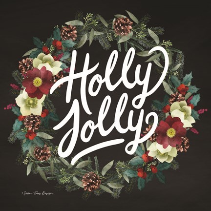 Framed Holly Jolly Wreath Print