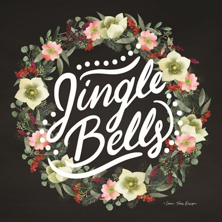 Framed Jingle Bells Wreath Print