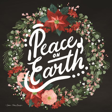 Framed Peace on Earth Wreath Print