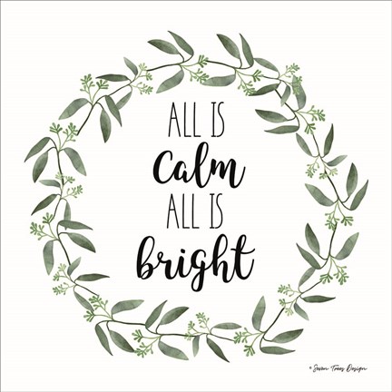 Framed All is Calm Wreath Print