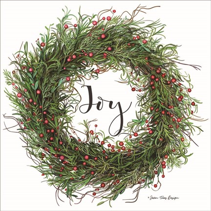 Framed Joy Wreath Print