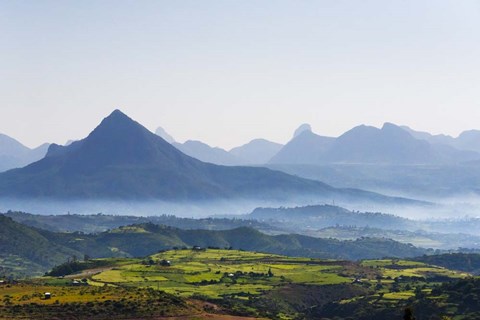 Framed Landscape of mountain, between Aksum and Mekele, Ethiopia Print