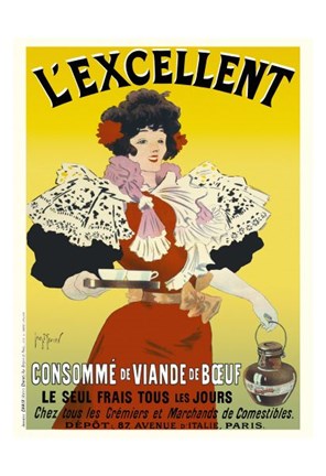 Framed L&#39;excellent, Consomme de Viande de Boeuf Print