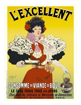 Framed L&#39;excellent, Consomme de Viande de Boeuf Print