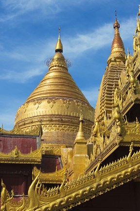 Framed Shwezigon Pagoda, Bagan, Mandalay Region, Myanmar Print