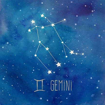 Framed Star Sign Gemini Print