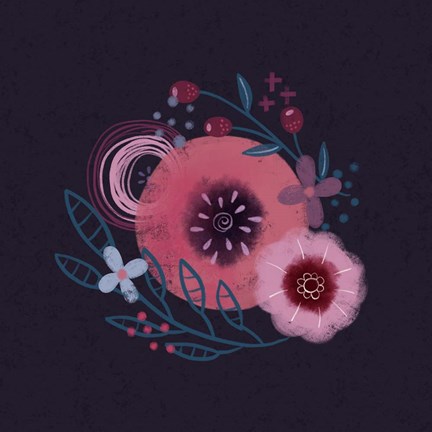 Framed Dark Purple Florals II Print