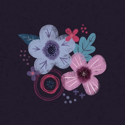 Framed Dark Purple Florals IV Print