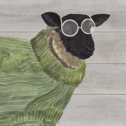 Framed Intellectual Animals IV Sheep and Sweater Print