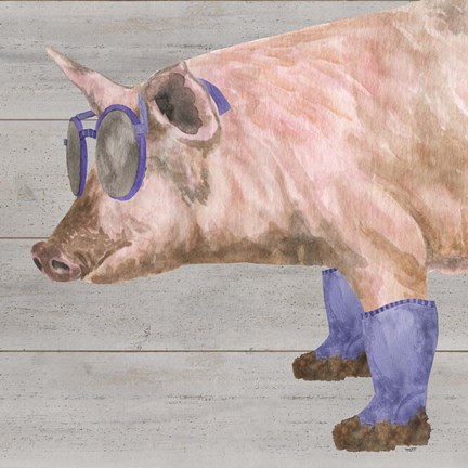 Framed Intellectual Animals V Pig in Boots Print