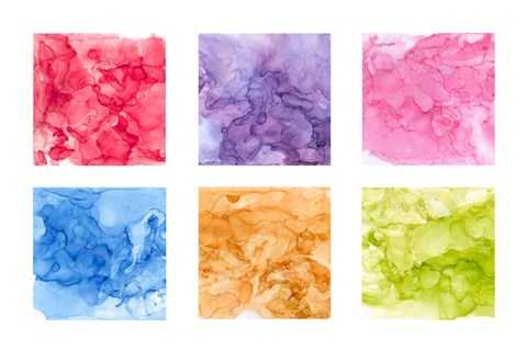 Framed Bright Mineral Abstracts 6up Print