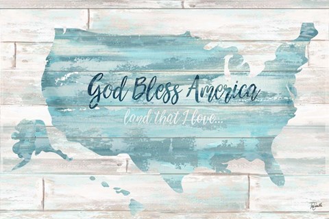 Framed God Bless America USA Map Print