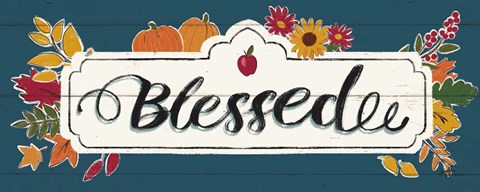 Framed Thankful V Blue Print