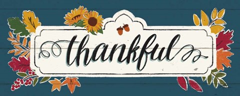 Framed Thankful IV Blue Print