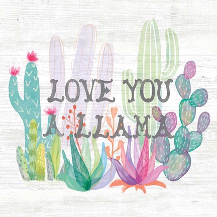 Framed Lovely Llamas Cactus Love Print
