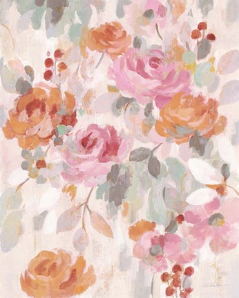 Framed Pastel Brocade II Print