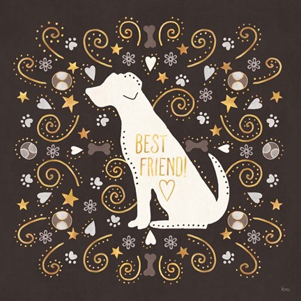 Framed Otomi Dogs III Dark Neutral Print