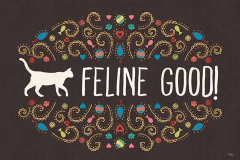 Framed Otomi Cats I Dark Print