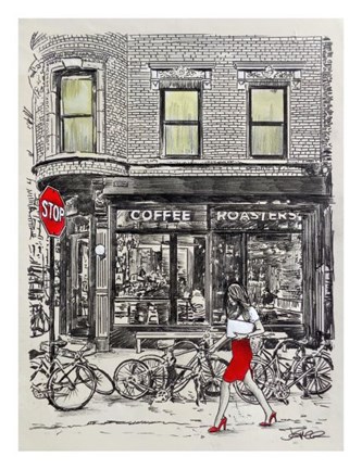 Framed Coffee Roasters Place Print