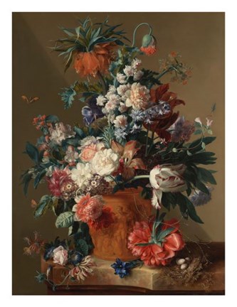 Framed Jan van Huysum, Vase of Flowers Print