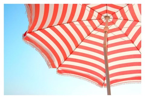 Framed Beach Umbrella and Sky Print