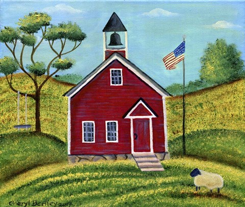 Framed Little Red School House Print