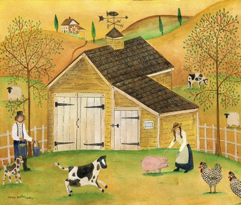 Framed Yellow Barn Print