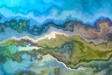 Framed Wavescape Blue And Green Print