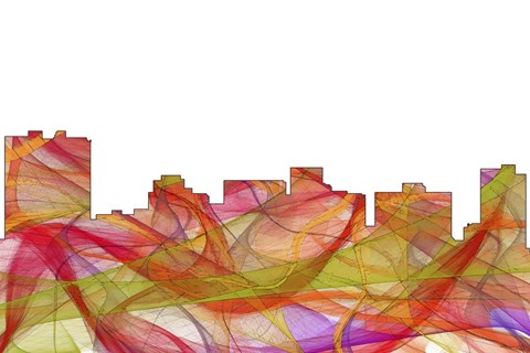 Framed Arlington Texas Skyline-Summer Swirl Print