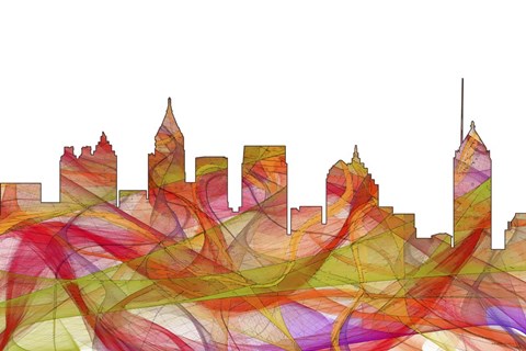 Framed Atlanta Georgia Skyline - Summer Swirl Print