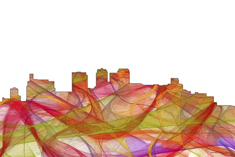 Framed Birmingham Alabama Skyline - Summer Swirl Print