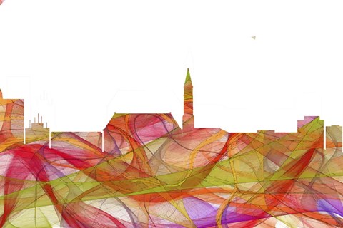 Framed Cheyenne Wyoming Skyline   - Summer Swirl Print