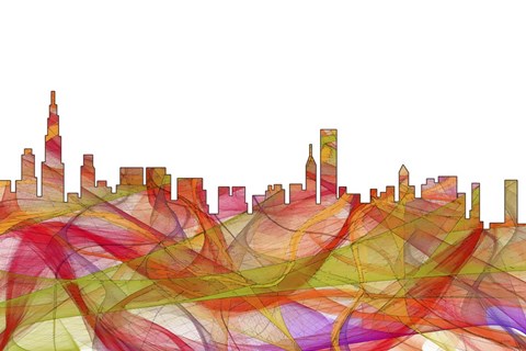 Framed Chicago Illinois Skyline - Summer Swirl Print