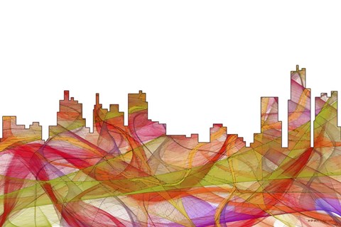 Framed Detroit Michigan Skyline- Summer Swirl Print