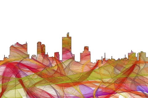Framed Fort Worth Texas  Skyline - Summer Swirl Print